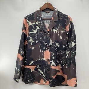 Maliparmi Silk Black and Rose Pink Floral Top